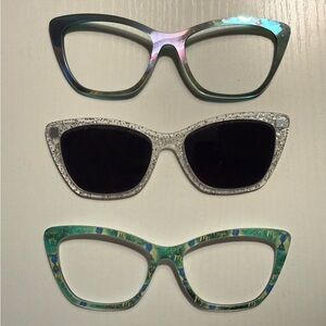 Pair Eyewear Wanda Toppers Lot of 3 - Iridescent, Silver Sparkle Sunnies, Virgo